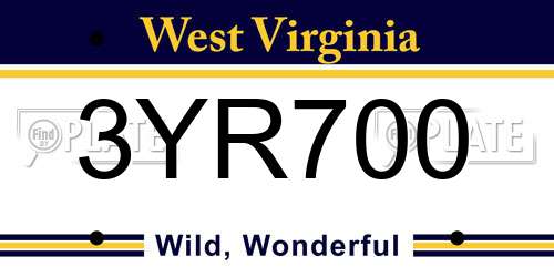 3YR700 West Virginia License Plate