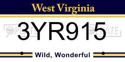 3YR915 West Virginia License Plate