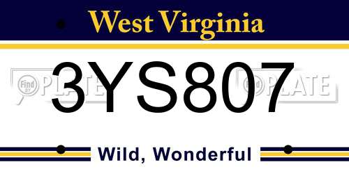 3YS807 West Virginia License Plate