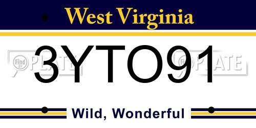 3YTO91 West Virginia License Plate