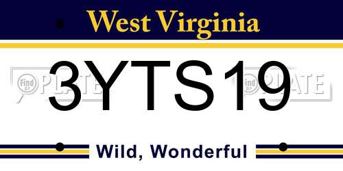 3YTS19 West Virginia License Plate