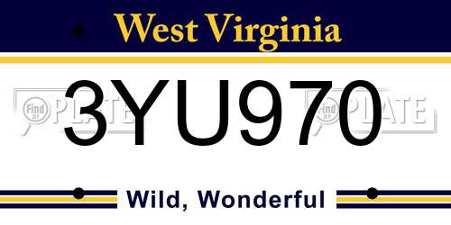 3YU970 West Virginia License Plate