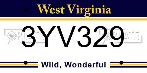 3YV329 West Virginia License Plate