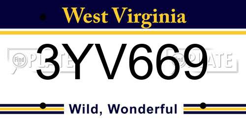 3YV669 West Virginia License Plate