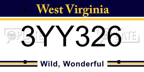 3YY326 West Virginia License Plate