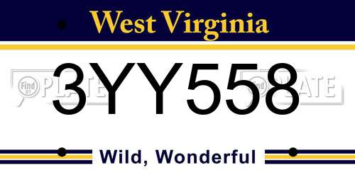 3YY558 West Virginia License Plate