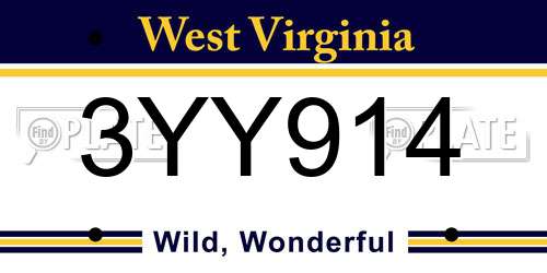 3YY914 West Virginia License Plate