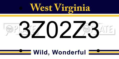 3Z02Z3 West Virginia License Plate