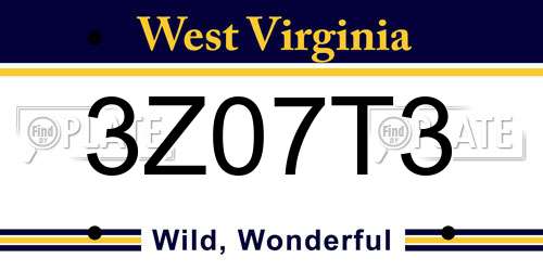 3Z07T3 West Virginia License Plate