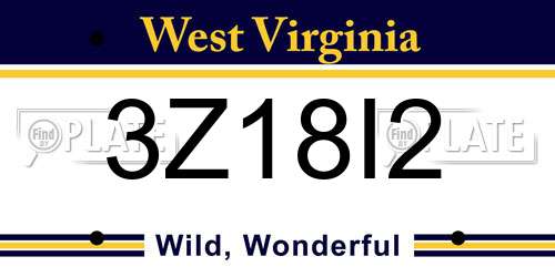 3Z18I2 West Virginia License Plate