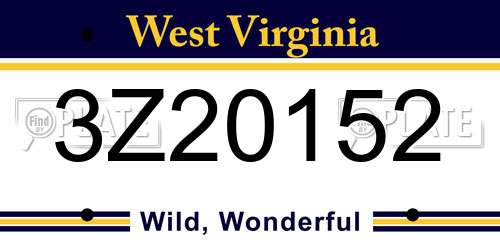 3Z20152 West Virginia License Plate