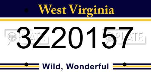 3Z20157 West Virginia License Plate