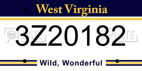 3Z20182 West Virginia License Plate