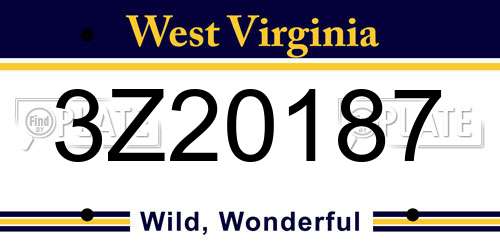 3Z20187 West Virginia License Plate