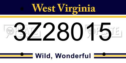 3Z28015 West Virginia License Plate