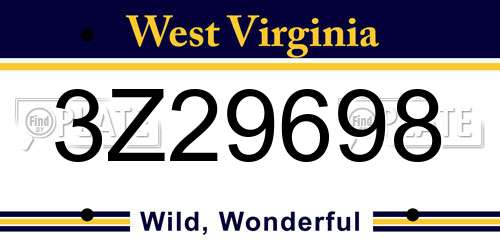 3Z29698 West Virginia License Plate