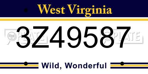 3Z49587 West Virginia License Plate