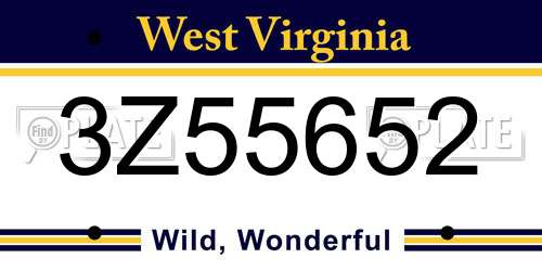 3Z55652 West Virginia License Plate