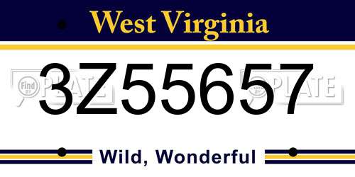 3Z55657 West Virginia License Plate
