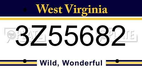 3Z55682 West Virginia License Plate