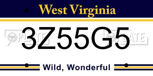 3Z55G5 West Virginia License Plate