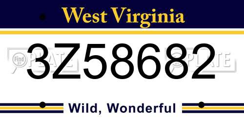 3Z58682 West Virginia License Plate