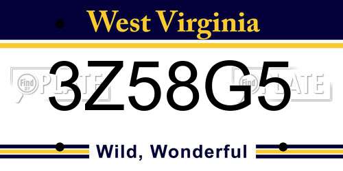 3Z58G5 West Virginia License Plate