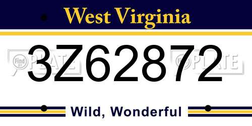 3Z62872 West Virginia License Plate