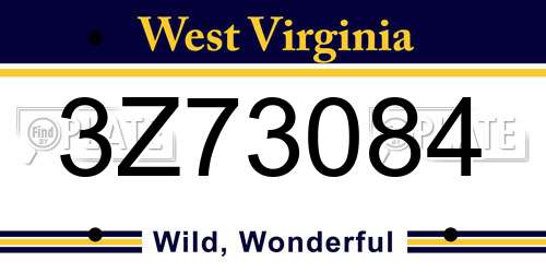3Z73084 West Virginia License Plate
