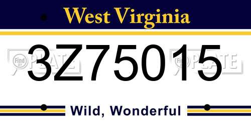 3Z75015 West Virginia License Plate