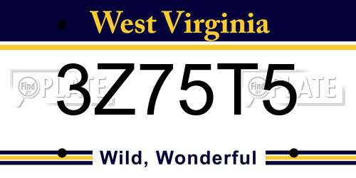 3Z75T5 West Virginia License Plate