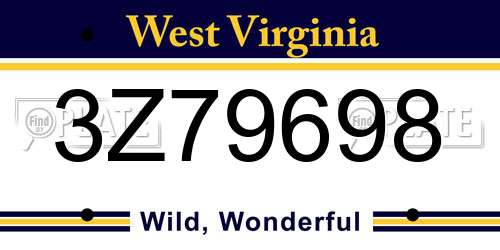 3Z79698 West Virginia License Plate