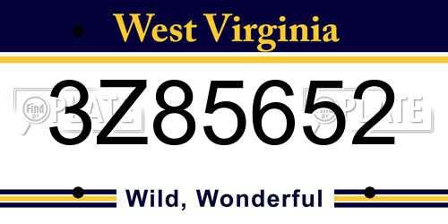 3Z85652 West Virginia License Plate