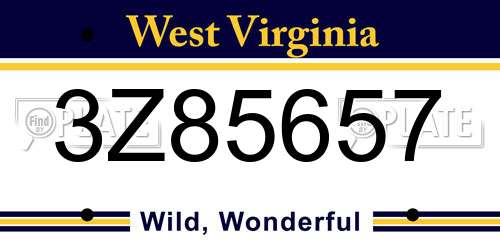 3Z85657 West Virginia License Plate