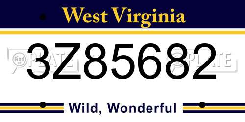 3Z85682 West Virginia License Plate