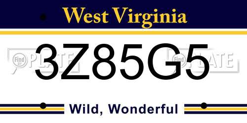 3Z85G5 West Virginia License Plate