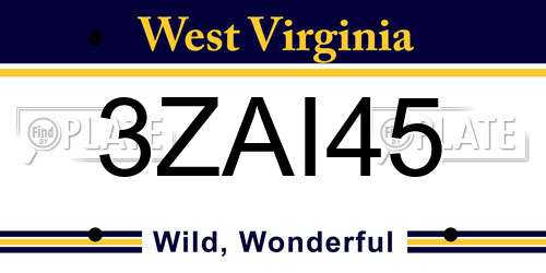 3ZAI45 West Virginia License Plate