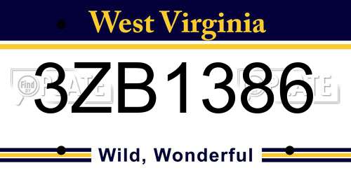 3ZB1386 West Virginia License Plate