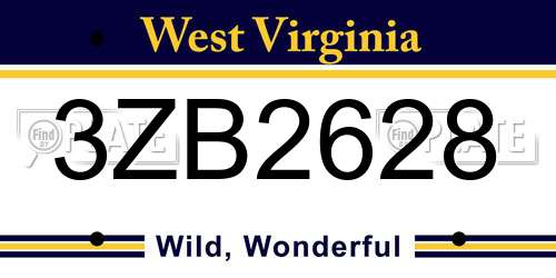 3ZB2628 West Virginia License Plate