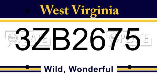 3ZB2675 West Virginia License Plate