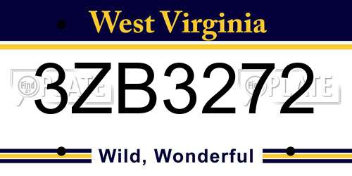 3ZB3272 West Virginia License Plate
