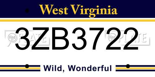 3ZB3722 West Virginia License Plate