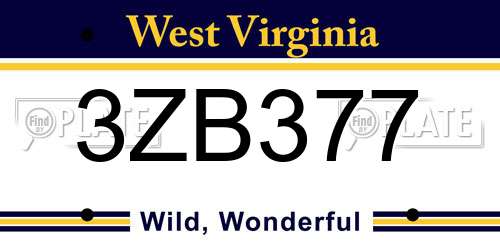 3ZB377 West Virginia License Plate