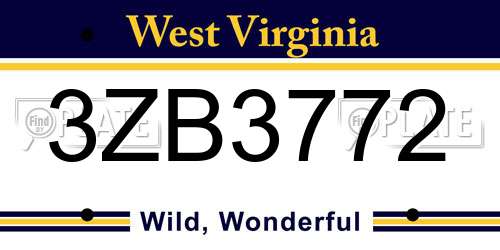 3ZB3772 West Virginia License Plate
