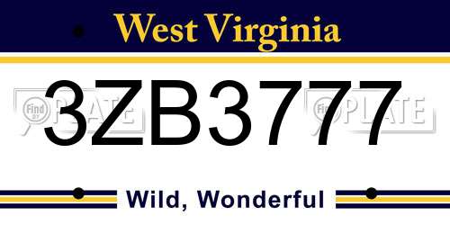 3ZB3777 West Virginia License Plate