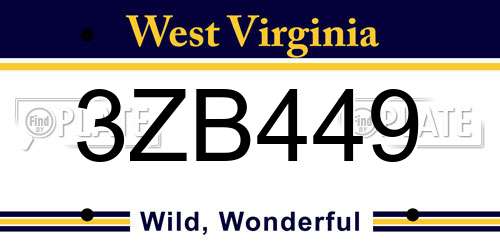 3ZB449 West Virginia License Plate