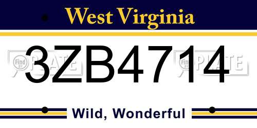 3ZB4714 West Virginia License Plate