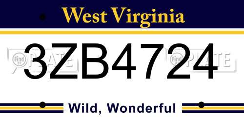 3ZB4724 West Virginia License Plate