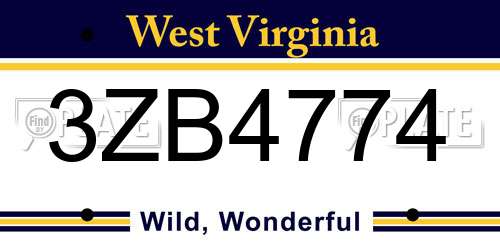 3ZB4774 West Virginia License Plate