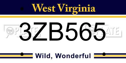 3ZB565 West Virginia License Plate
